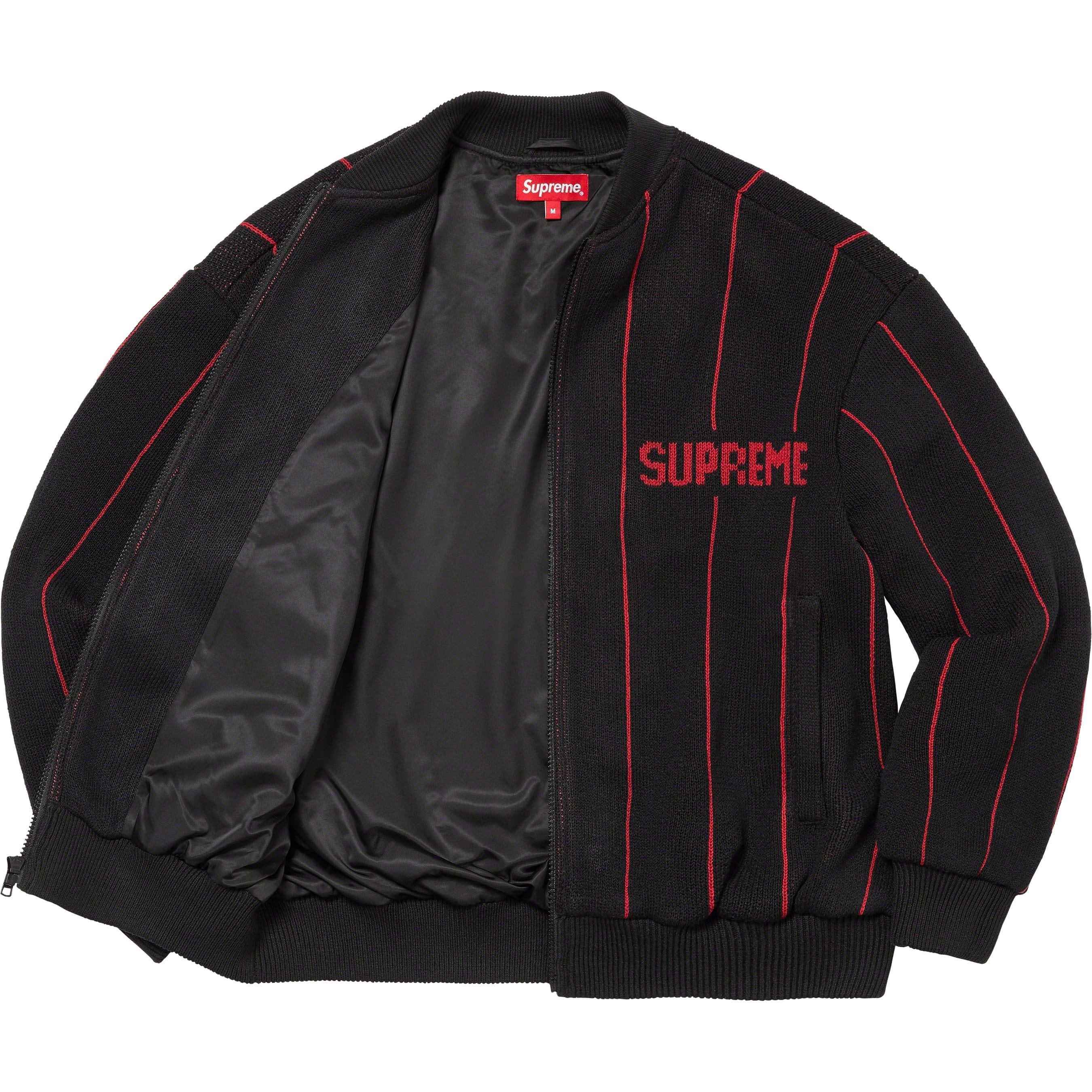 Pinstripe Varsity Zip Up Sweater view 2